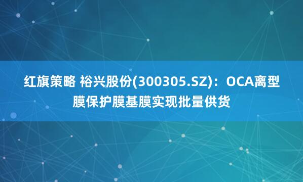 红旗策略 裕兴股份(300305.SZ)：OCA离型膜保护膜基膜实现批量供货